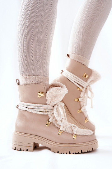 Pelle Stivali scarpe con cinghie LeAski colore avorio 3116