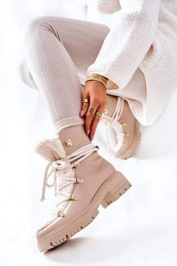 Pelle Stivali scarpe con cinghie LeAski colore avorio 3116 2