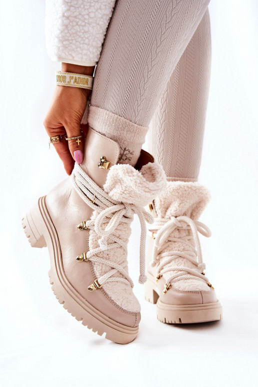 Pelle Stivali scarpe con cinghie LeAski colore avorio 3116 Pelle Stivali scarpe con cinghie LeAski colore avorio 3116