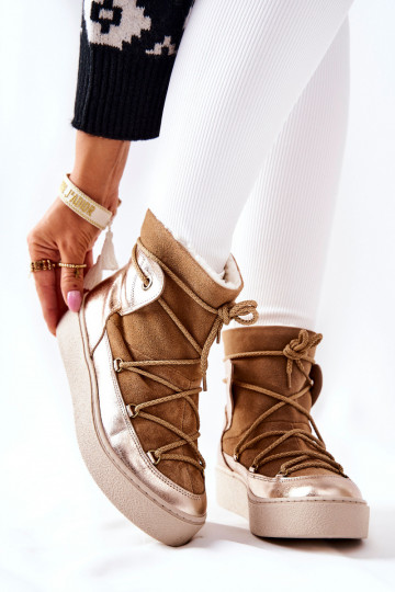 riscaldamento Scarpe scamosciate Stivali da neve colore marrone Clarem