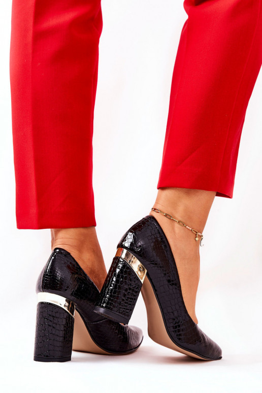 Pelle Scarpe LeAski con imitazione della pelle di serpente 3117 colore nero