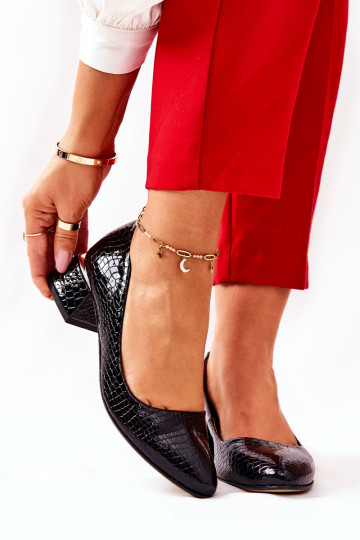 Pelle con imitazione della pelle di serpente Scarpe LeAski 3118 colore nero