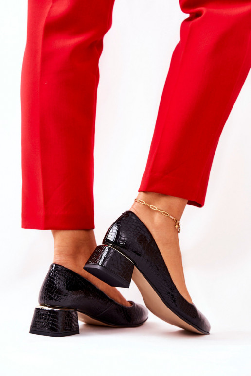 Pelle con imitazione della pelle di serpente Scarpe LeAski 3118 colore nero Pelle con imitazione della pelle di serpente Scarpe LeAski 3118 colore nero