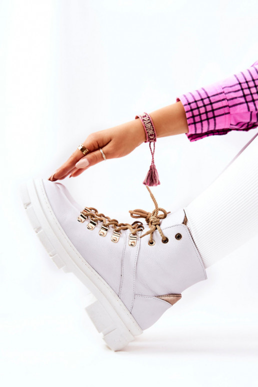 Pelle riscaldamento Stivali Bianco-beige Brescia Pelle riscaldamento Stivali Bianco-beige Brescia