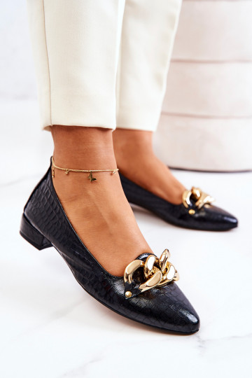 Pelle con imitazione della pelle di serpente Scarpe colore nero Elissabeth