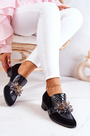 dalla pelle scamosciata scarpe con ornamenti colore nero Davine 2