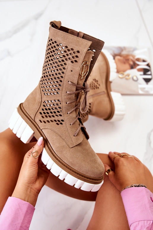 Pelle Alto Stivaletti da lavoro Nicole colore marrone 2706 Pelle Alto Stivaletti da lavoro Nicole colore marrone 2706