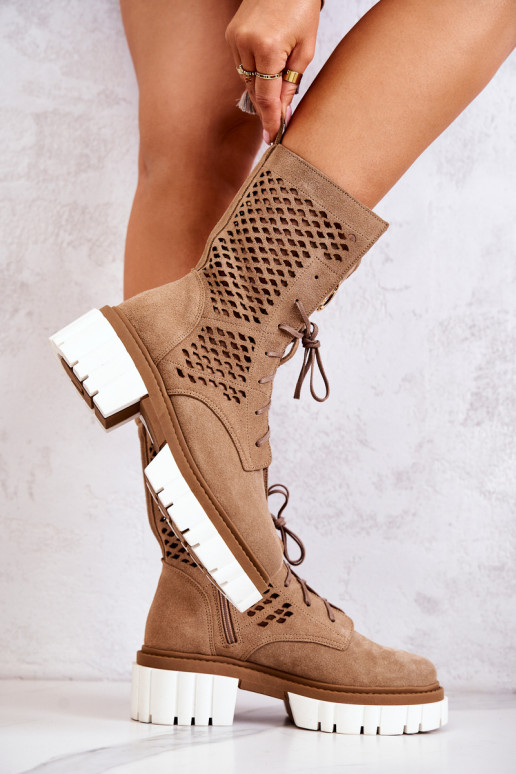 Pelle Alto Stivaletti da lavoro Nicole colore marrone 2706 Pelle Alto Stivaletti da lavoro Nicole colore marrone 2706