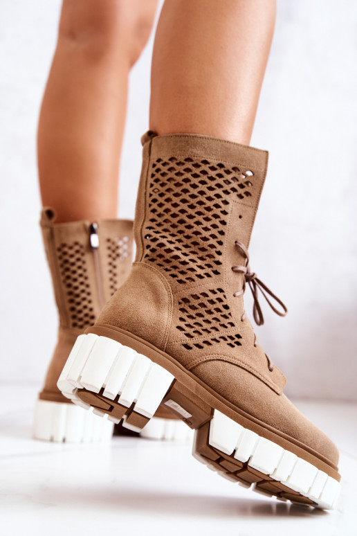 Pelle Alto Stivaletti da lavoro Nicole colore marrone 2706 Pelle Alto Stivaletti da lavoro Nicole colore marrone 2706