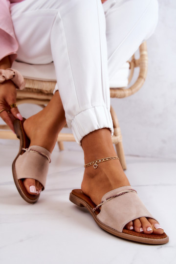 pantofole in pelle scamosciata LeAski Shoes 3047 beige 2