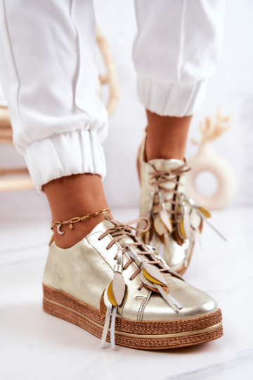 Pelle scarpe Deveciejka 04550-25 colore dorato