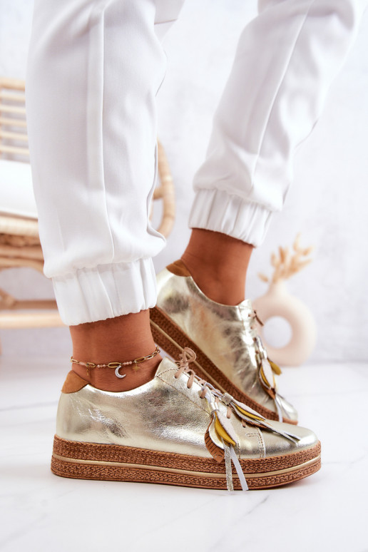 Pelle scarpe Deveciejka 04550-25 colore dorato