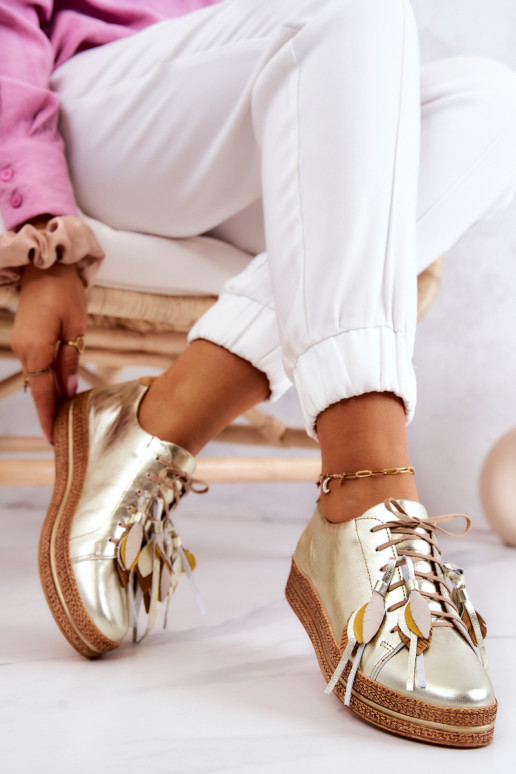 Pelle scarpe Deveciejka 04550-25 colore dorato