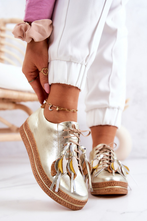 Pelle scarpe Deveciejka 04550-25 colore dorato