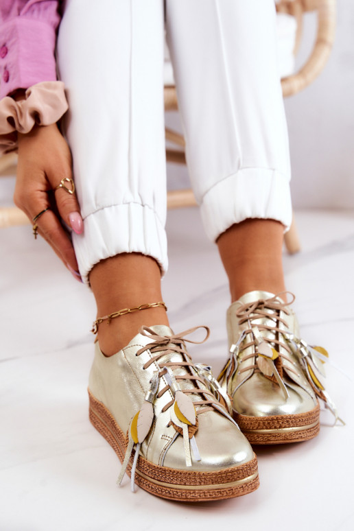 Pelle scarpe Deveciejka 04550-25 colore dorato