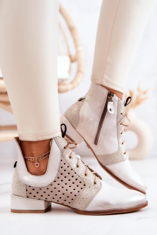 Pelle Stivali Calzature Deveciejka 05541-25 colore avorio