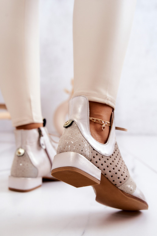 Pelle Stivali Calzature Deveciejka 05541-25 colore avorio