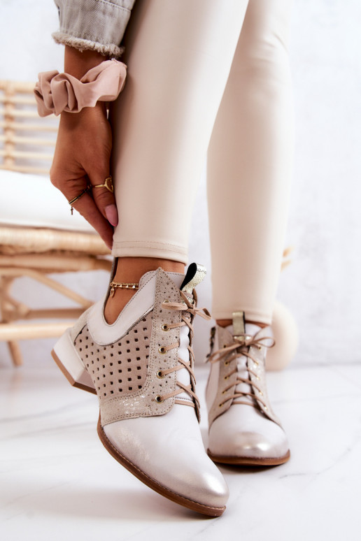 Pelle Stivali Calzature Deveciejka 05541-25 colore avorio