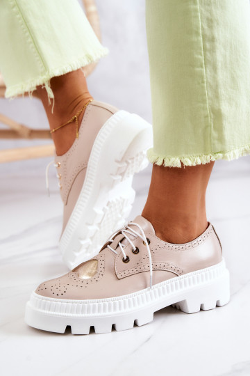 Pelle scarpe con i cuori beige Curtis 2
