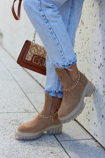 Scarpe in camoscio marroni stilose con tagli Lemar Forget Me