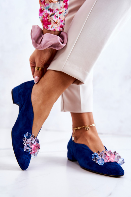 Stile elegante dalla pelle scamosciata scarpe con ornamenti blu scuro McQueen Stile elegante dalla pelle scamosciata scarpe con ornamenti blu scuro McQueen