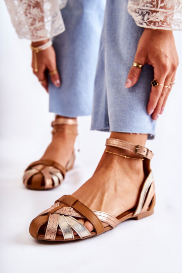 Pelle Sandali da donna Deveciejka 01924-32 oro-colore marrone 2