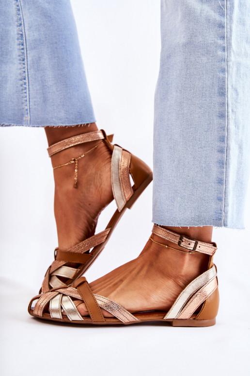 Pelle Sandali da donna Deveciejka 01924-32 oro-colore marrone Pelle Sandali da donna Deveciejka 01924-32 oro-colore marrone