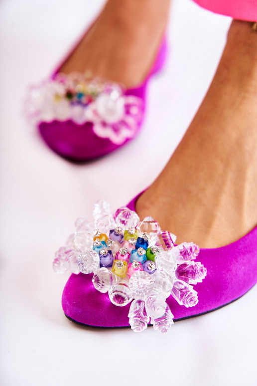 Ballerine in camoscio con i tacchi con ornamenti Rosa scuro Elenie Ballerine in camoscio con i tacchi con ornamenti Rosa scuro Elenie