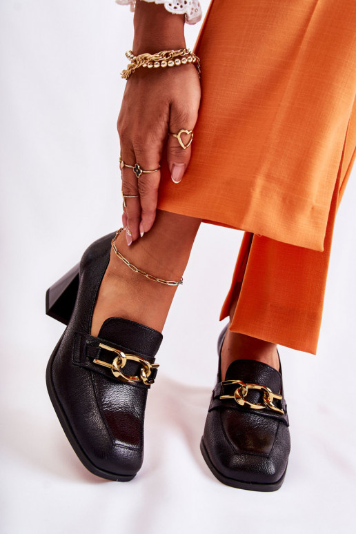 Pelle Scarpe con catene Laura Messi 2515 colore nero Pelle Scarpe con catene Laura Messi 2515 colore nero