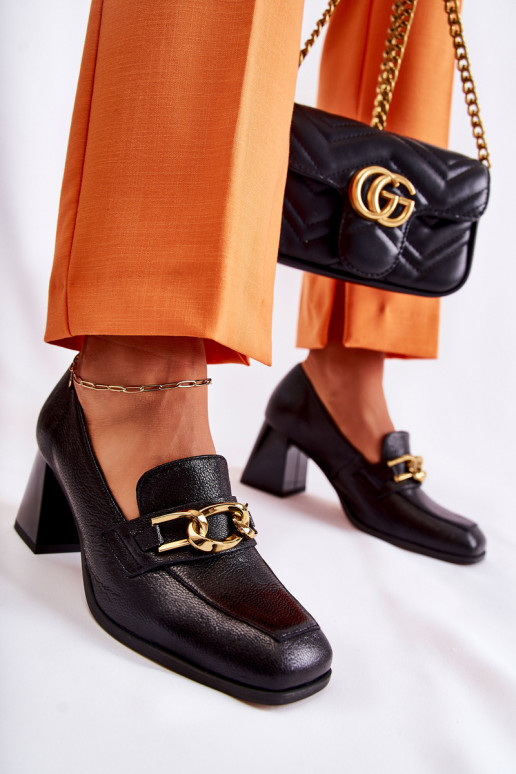 Pelle Scarpe con catene Laura Messi 2515 colore nero Pelle Scarpe con catene Laura Messi 2515 colore nero