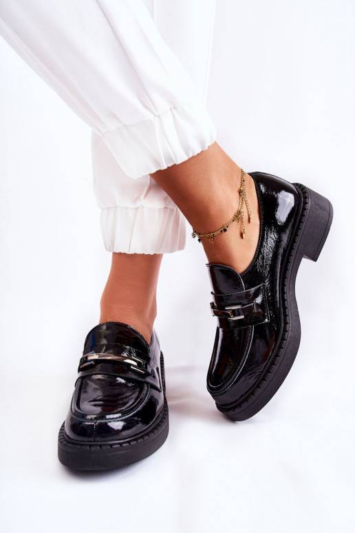 con effetto vernice scarpe Con decorazione in argento colore nero Lemar Hestill con effetto vernice scarpe Con decorazione in argento colore nero Lemar Hestill