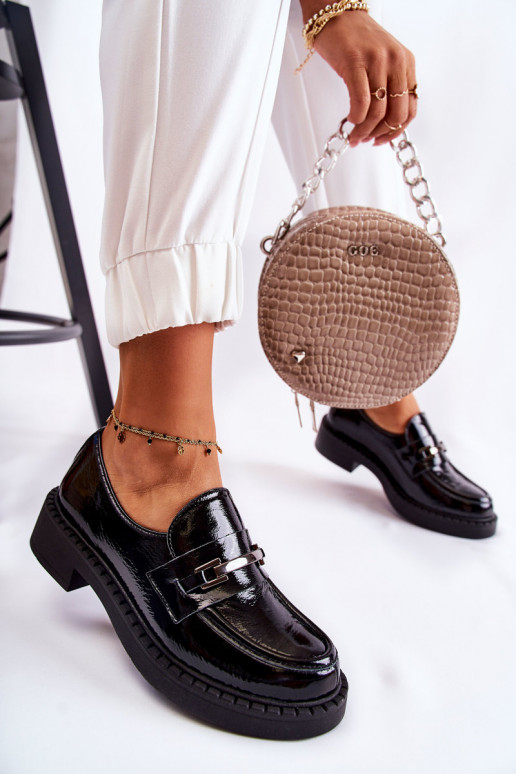 con effetto vernice scarpe Con decorazione in argento colore nero Lemar Hestill con effetto vernice scarpe Con decorazione in argento colore nero Lemar Hestill