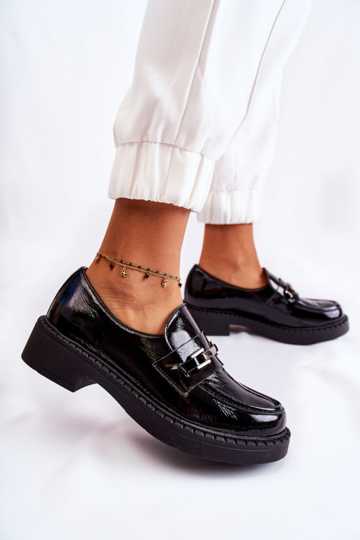con effetto vernice scarpe Con decorazione in argento colore nero Lemar Hestill con effetto vernice scarpe Con decorazione in argento colore nero Lemar Hestill
