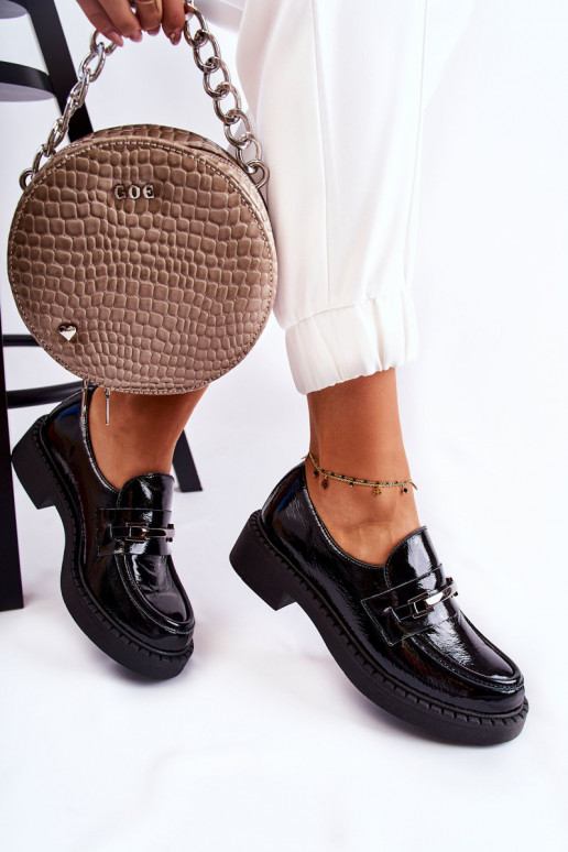 con effetto vernice scarpe Con decorazione in argento colore nero Lemar Hestill con effetto vernice scarpe Con decorazione in argento colore nero Lemar Hestill