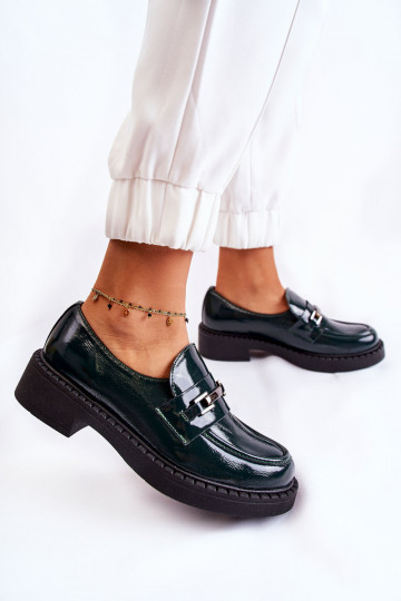con effetto vernice scarpe Con decorazione in argento colore verde Lemar Hestill