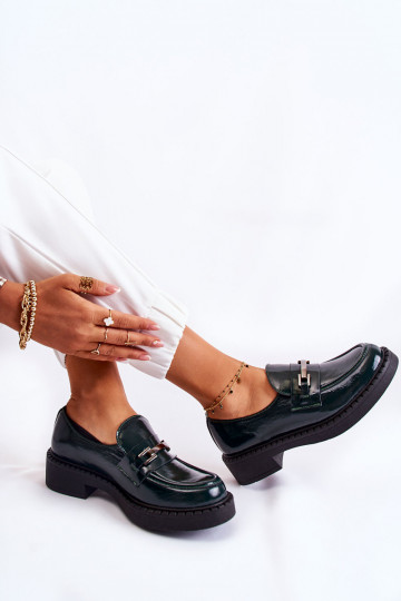 con effetto vernice scarpe Con decorazione in argento colore verde Lemar Hestill 2