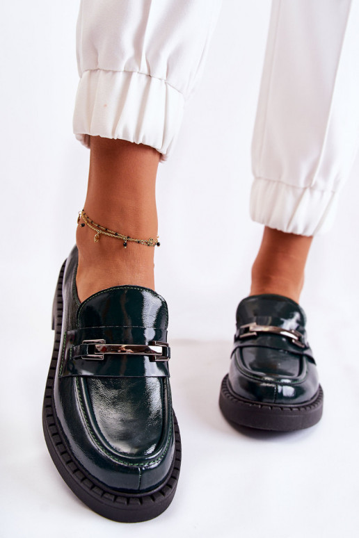 con effetto vernice scarpe Con decorazione in argento colore verde Lemar Hestill con effetto vernice scarpe Con decorazione in argento colore verde Lemar Hestill