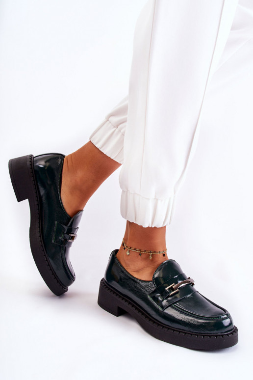 con effetto vernice scarpe Con decorazione in argento colore verde Lemar Hestill con effetto vernice scarpe Con decorazione in argento colore verde Lemar Hestill