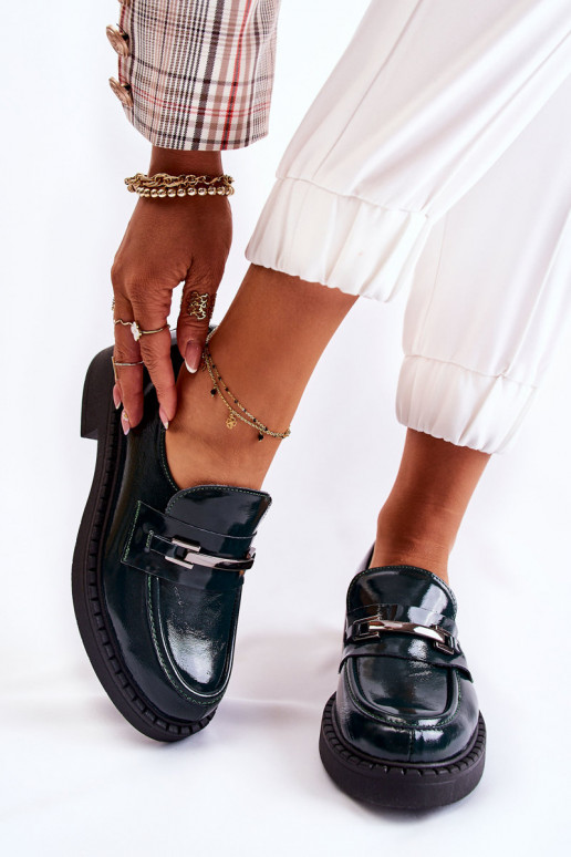 con effetto vernice scarpe Con decorazione in argento colore verde Lemar Hestill con effetto vernice scarpe Con decorazione in argento colore verde Lemar Hestill