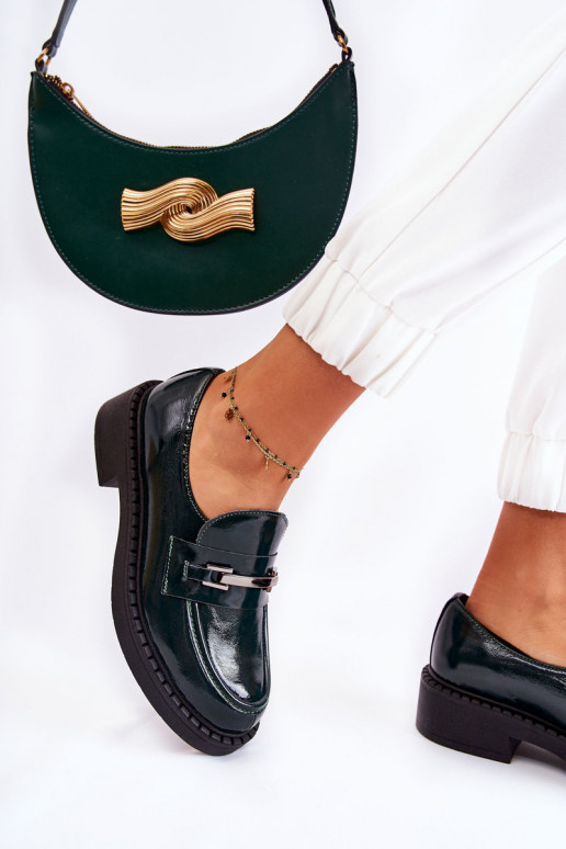 con effetto vernice scarpe Con decorazione in argento colore verde Lemar Hestill con effetto vernice scarpe Con decorazione in argento colore verde Lemar Hestill