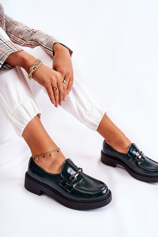 con effetto vernice scarpe Con decorazione in argento colore verde Lemar Hestill con effetto vernice scarpe Con decorazione in argento colore verde Lemar Hestill