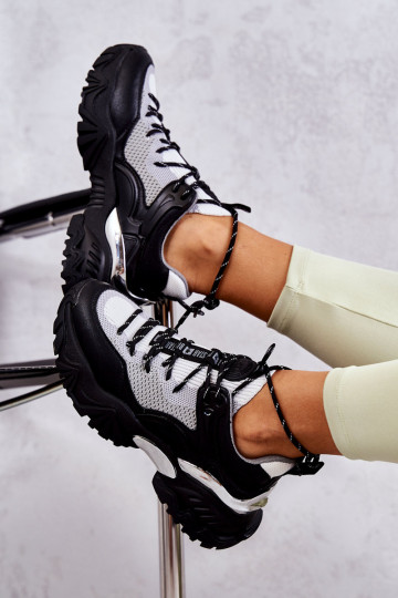 Femminile scarpe da ginnastica Memory Foam System Big Star KK274053 Nero e-colore grigio 2