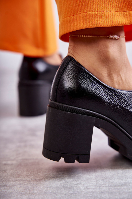 Pelle scarpe con i tacchi con dettagli dorati colore nero Lemar Mikeyla