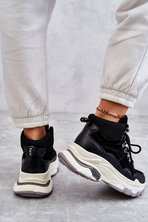 Femminile Alto scarpe da ginnastica GOE KK2N4098 colore nero Femminile Alto scarpe da ginnastica GOE KK2N4098 colore nero