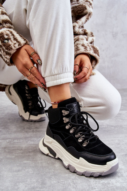 Femminile Alto scarpe da ginnastica GOE KK2N4098 colore nero Femminile Alto scarpe da ginnastica GOE KK2N4098 colore nero