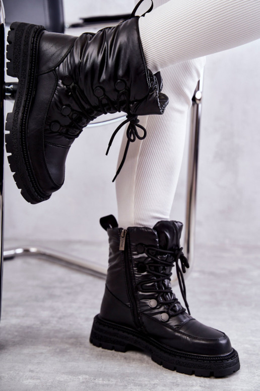 Femminile Stivali da neve con lacci GOE KK2N4017 colore nero Femminile Stivali da neve con lacci GOE KK2N4017 colore nero