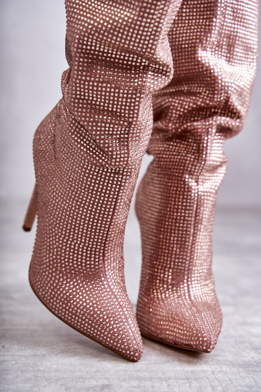 Alla moda stivali con tacchi sottili con gli occhi scintillanti colore rosa Lovisa