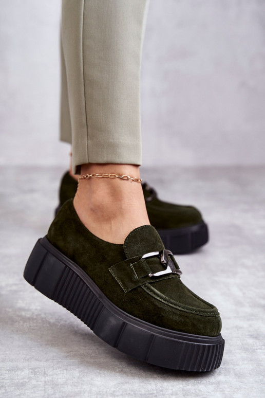 Alla moda dalla pelle scamosciata scarpe con una piattaforma colore kaki Lemar Deversol Alla moda dalla pelle scamosciata scarpe con una piattaforma colore kaki Lemar Deversol