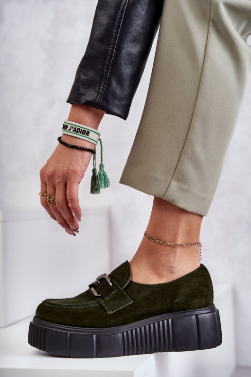 Alla moda dalla pelle scamosciata scarpe con una piattaforma colore kaki Lemar Deversol Alla moda dalla pelle scamosciata scarpe con una piattaforma colore kaki Lemar Deversol