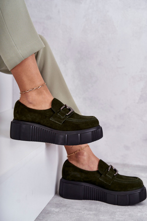 Alla moda dalla pelle scamosciata scarpe con una piattaforma colore kaki Lemar Deversol Alla moda dalla pelle scamosciata scarpe con una piattaforma colore kaki Lemar Deversol